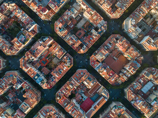 Fototapeta na wymiar Aerial view over Barcelona where you see the city