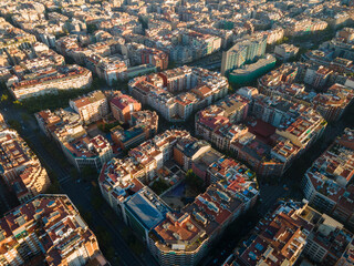 Obraz premium Aerial view over Barcelona where you see the city