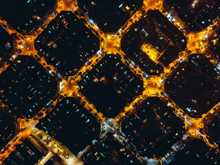 Aerial view over Barcelona where you see the city