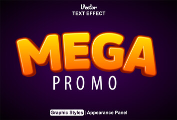 mega promo text effect with orange graphic style and editable.