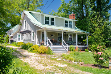 Residential home. Average American residential home. Traditional American-style home with beautiful...