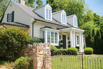 Average American residential home. Traditional American-style home with beautiful landscaping.