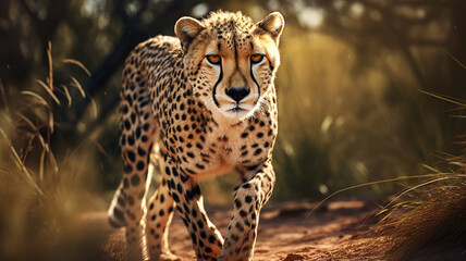 Fototapeta na wymiar Close up of hunting cheetah in kruger park, african wildlife