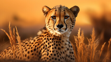 Close up of hunting cheetah in kruger park, african wildlife