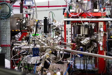 Interior of modern scientific research laboratory with experimental equipment