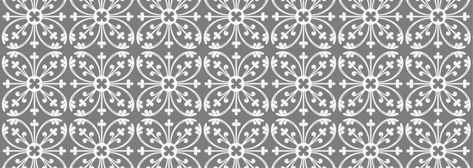 Historic Decorative All Over pattern. Vintage tilework and textiles grey Geometric Design. Abstract art.