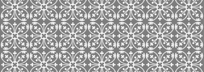 Historic Decorative All Over pattern. Vintage tilework and textiles grey Geometric Design. Abstract art.