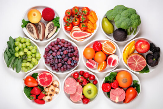 Fresh and vibrant fruits and vegetables arranged in a heart-shaped platter, showcasing a healthy and nutritious diet. Perfect for farm-to-table and organic concepts. AI Generative.