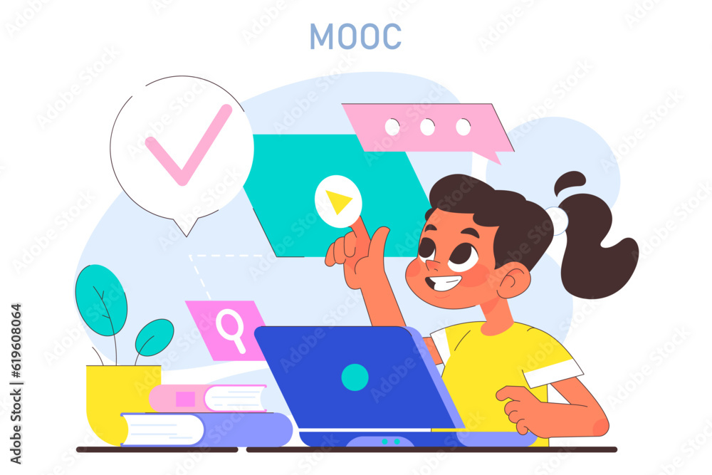 Aufkleber mooc. massive open online course. modern approach to learning