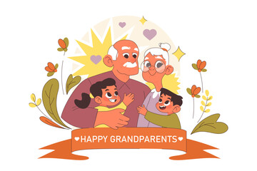 International grandparents day. Elderly people with grandchildren.