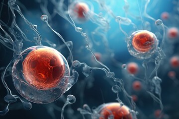 A microscopic image of a virus attacking a cell , Generative ai