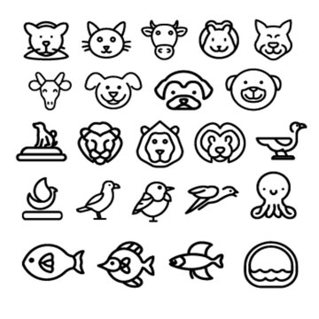 set of funny animals symbols