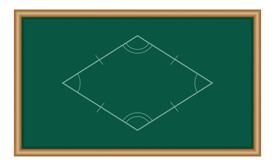 Rhombus shape for kids. 2d shape symbol of rhombus. Mathematics resources for teachers and students.