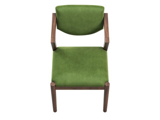 Modern green velvet upholstery dining chair. 3d render.