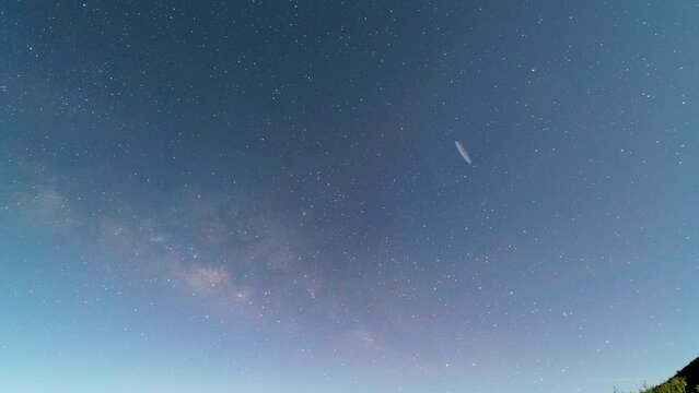 Time lapse of Milky Way galaxy during moonset at Mauna Kea Observatories in Hawaii Island, USA