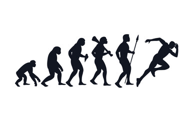 Evolution from primate to runner. Vector sportive creative illustration