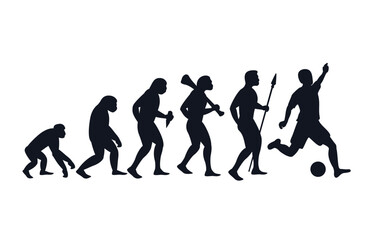 Plakat Evolution from primate to soccer player. Vector sportive creative illustration