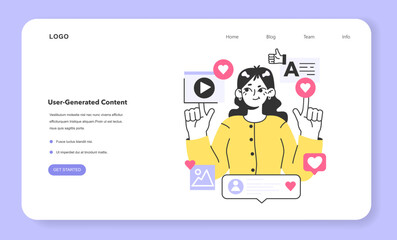 UGC or user generated content web banner or landing page. Content