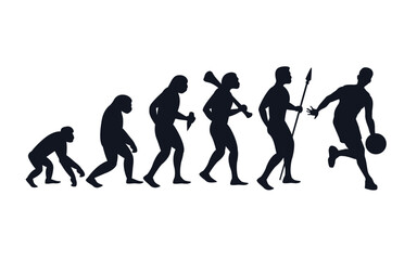 Naklejka na ściany i meble Evolution from primate to basketball player. Vector sportive creative illustration