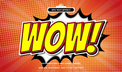 Wow cartoon comic style modern text effect editable