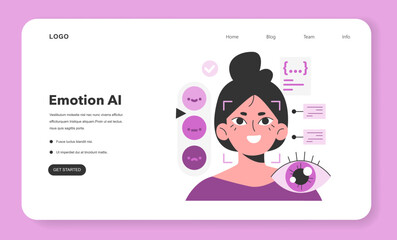 Emotions recognition web banner or landing page. Artificial intelligence