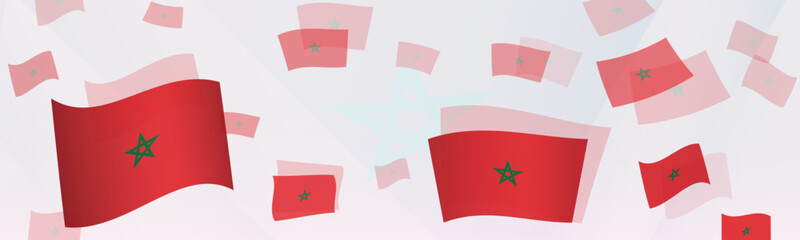 Morocco flag-themed abstract design on a banner. Abstract background design with National flags.