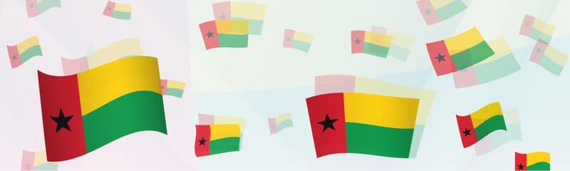 Fototapeta premium Guinea-Bissau flag-themed abstract design on a banner. Abstract background design with National flags.