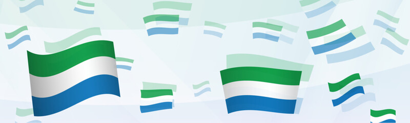 Sierra Leone flag-themed abstract design on a banner. Abstract background design with National flags.