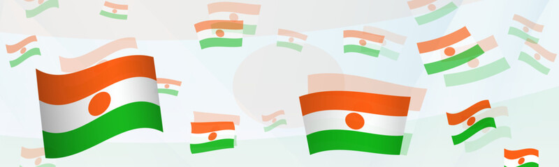 Niger flag-themed abstract design on a banner. Abstract background design with National flags.