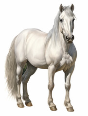 Naklejka na ściany i meble White horse mane tail hooves an animal is a friend of a person, a pet