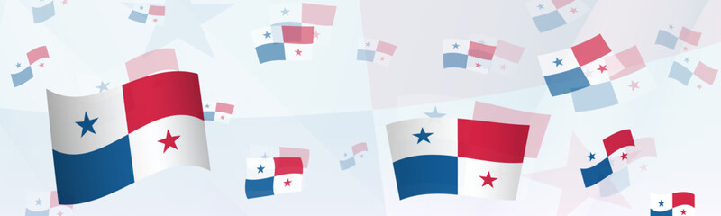 Panama flag-themed abstract design on a banner. Abstract background design with National flags.