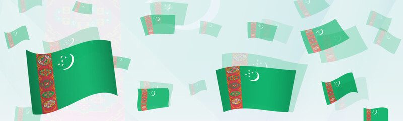 Turkmenistan flag-themed abstract design on a banner. Abstract background design with National flags.