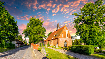 Dorfkirche in Katzow, Mecklenburg Vorpommern, Deutschland 