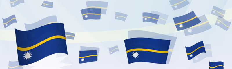Nauru flag-themed abstract design on a banner. Abstract background design with National flags.