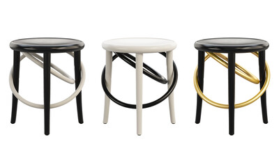 Midcentury steam-bent wooden bar stools. 3d render