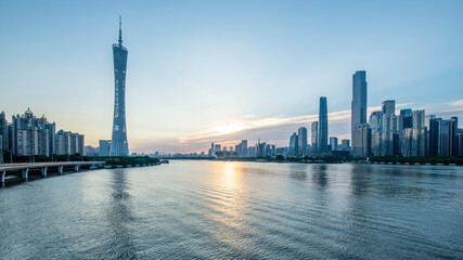 Fototapeta na wymiar Architectural Scenery of the Urban Skyline in Guangzhou Financial District