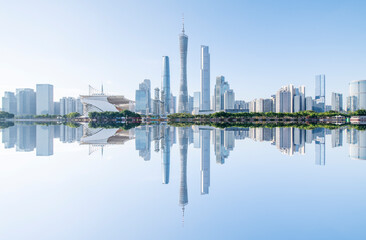 Architectural Scenery of the Urban Skyline in Guangzhou Financial District