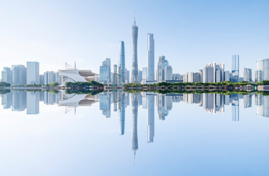 Architectural Scenery of the Urban Skyline in Guangzhou Financial District