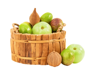 Indian Gooseberry ,terminalia chebula and terminalia bellirica on transparent background.