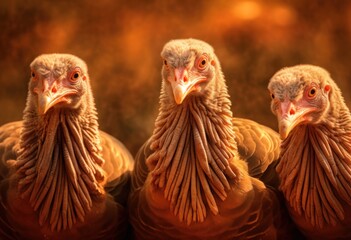  close-up domestic turkey walks in the yard of the poultry farm.Generative AI