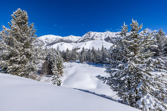 USA, Idaho, Sun Valley, Scenic view of mountains in winter