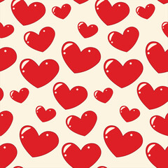 Fototapeta na wymiar Seamless Pattern of hearts in cartoon style in trendy shades. Happy Valentines Day design. Vector.