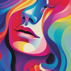poster of an abstract close, grim dark cryptidwave ergonomic femme with anatomical carved, minimalist, rainbow pulse, scenic background