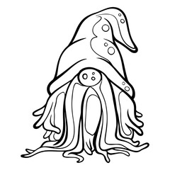 Gnome, black and white stripes on the white background Is a vector image Suitable for coloring Or general lines