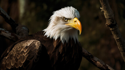 Fototapeta premium beautiful eagle in its natural habitat. Close up of eagle in nature. Post-processed generative AI