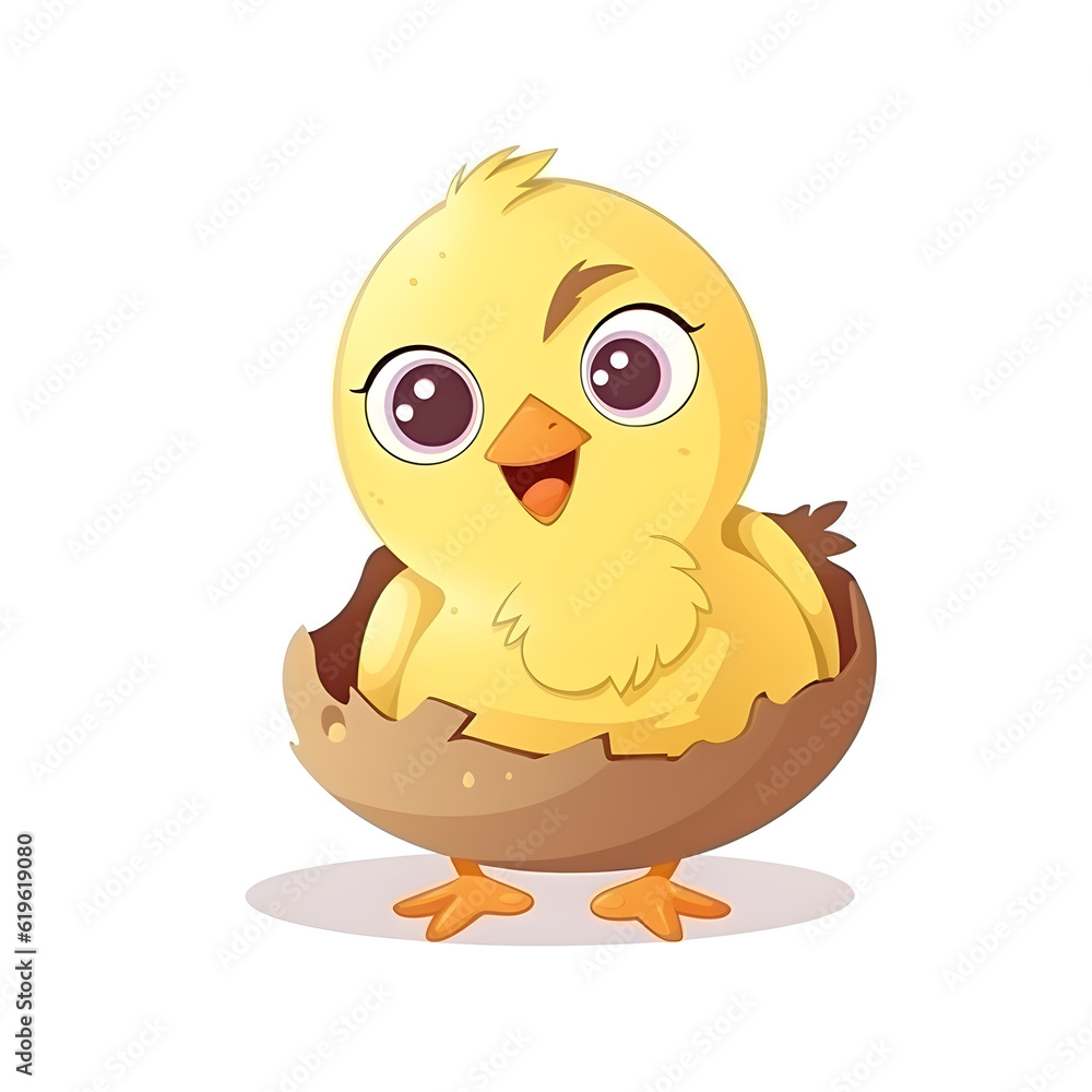 Wall mural Colorful baby chick illustration with lively and joyful vibes - Wall murals
