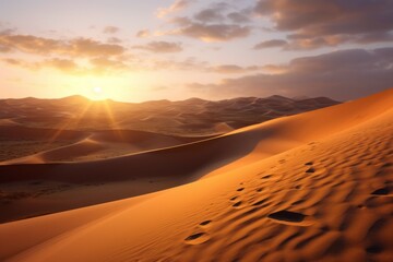 Dunes in the desert. Background with selective focus and copy space. AI generated, human enhanced