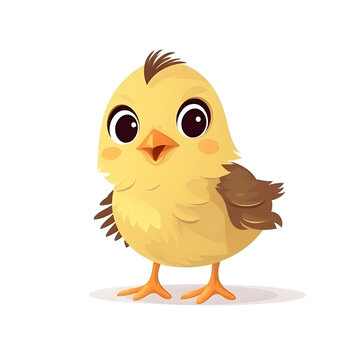 Playful illustration of a colorful baby chick in a fun-filled scene