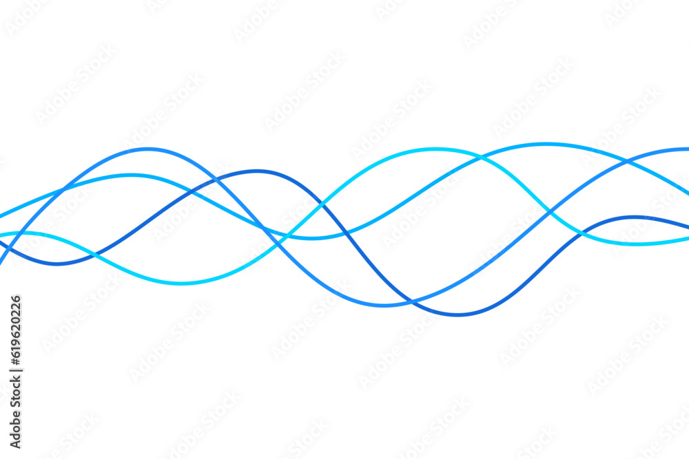 Wall mural abstract blue wave line flow curve wavy element vector sound audio volume striped graphic decoration