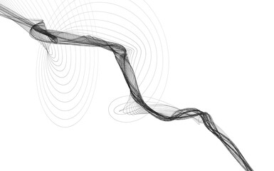 Abstract background with monochrome wave lines on white background.